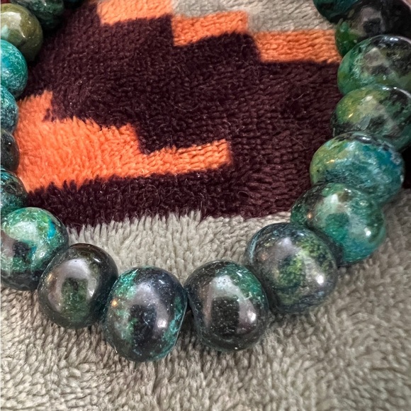 ❤️ Southwestern Heavy Chrysocolla Gemstone Stretch Bracelet 14mm Adjustable - Picture 2 of 9